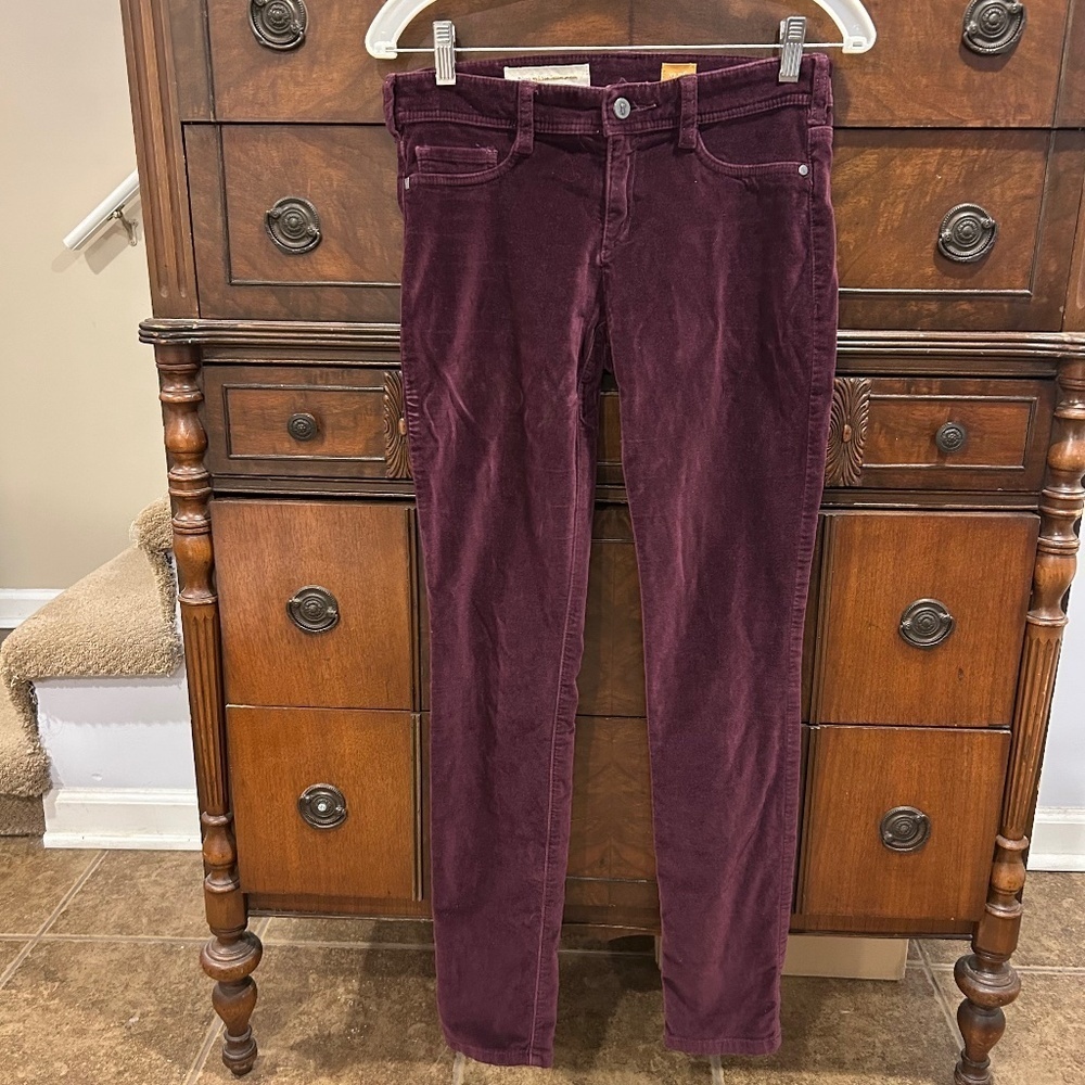 Pilcro And The Letterpress Burgundy Velvet Serif Pants